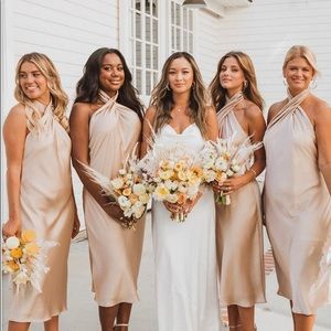 Show Me Your Mumu Jasmine Halter Midi Size M Champagne